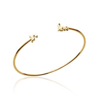 BRACELET JONC FIN IN LOVE ARGENT OU PLAQUE OR -