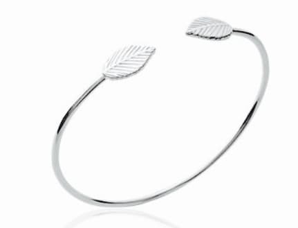 BRACELET JONC FEUILLE TOI ET MOI EN ARGENT OU PLAQUE OR -