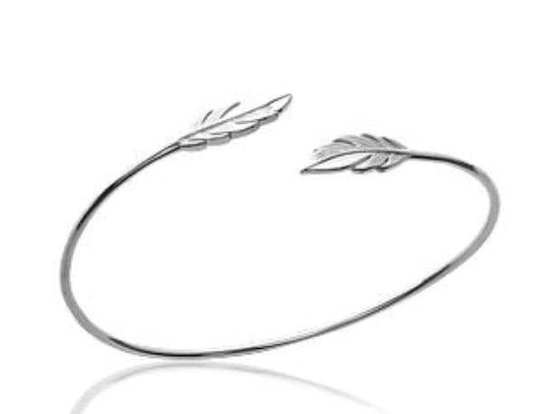 BRACELET JONC PLUME TOI ET MOI ARGENT OU PLAQUE OR - Argent