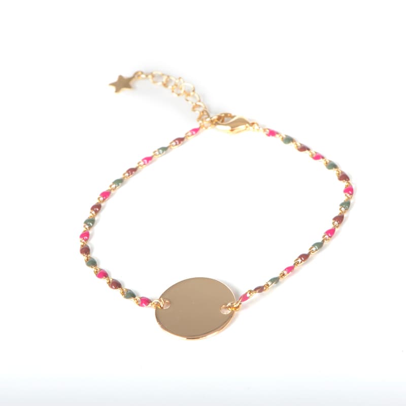 COLLIER MINI PLAQUE RONDE 1.5 CM EN PLAQUE OR MONTEE SUR CHAINE EMAIL