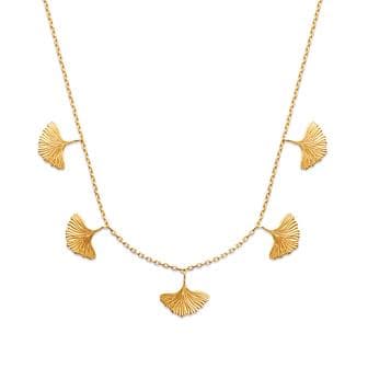 COLLIER FEUILLES DE GINKGO (ARGENT OU PLAQUE-OR) -