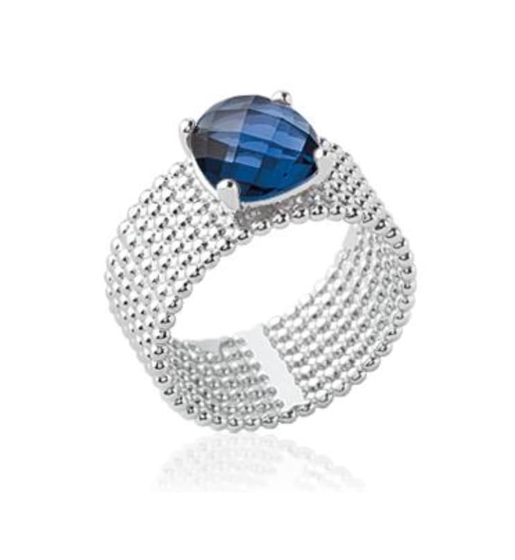 BAGUE EFFET PERLEE AVEC PIERRE CENTRALE ARGENT OU PLAQUE OR -