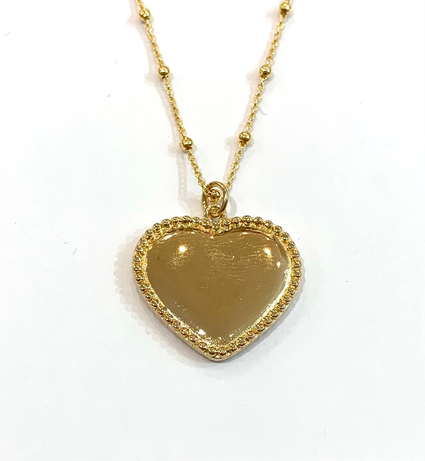 MEDAILLE COEUR PERLEE EN ARGENT ou PLAQUE-OR
