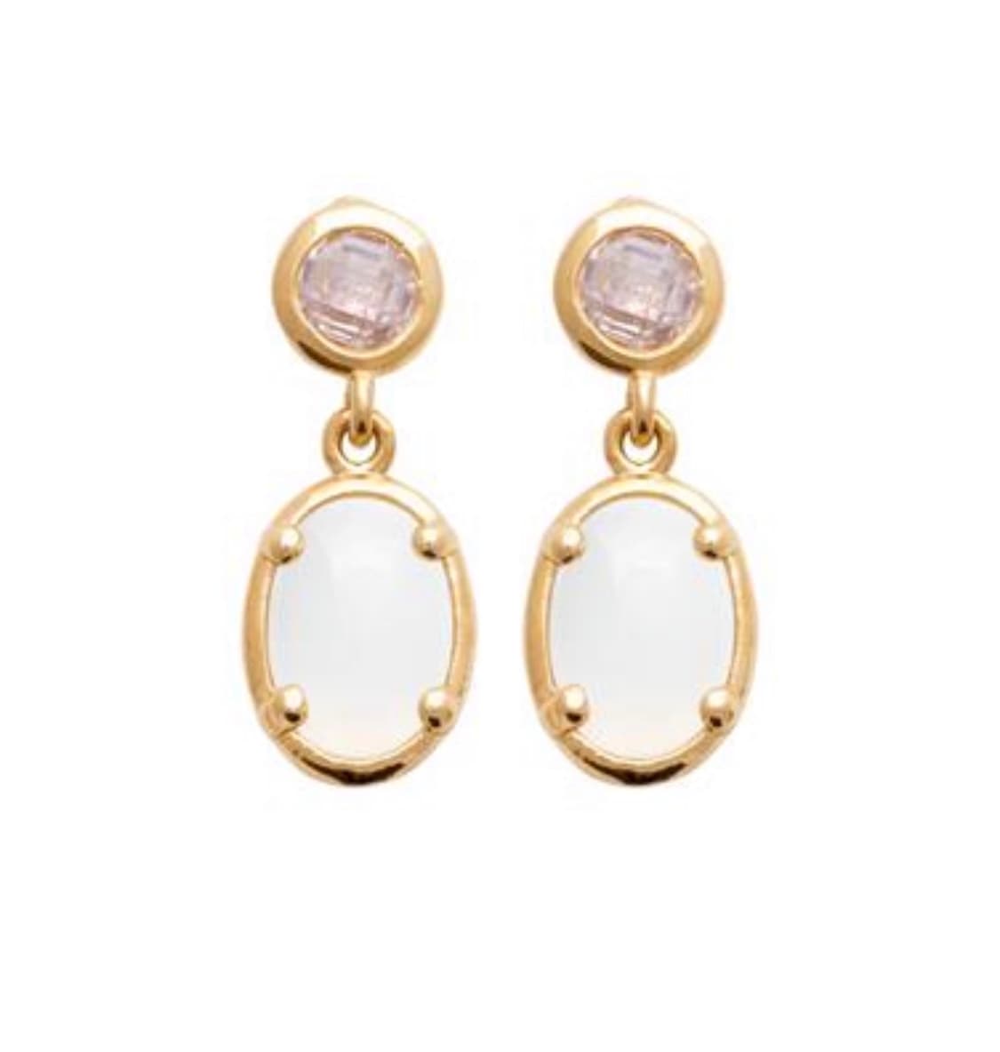 BOUCLES D'OREILLES PENDANTES PIERRE DE LUNE