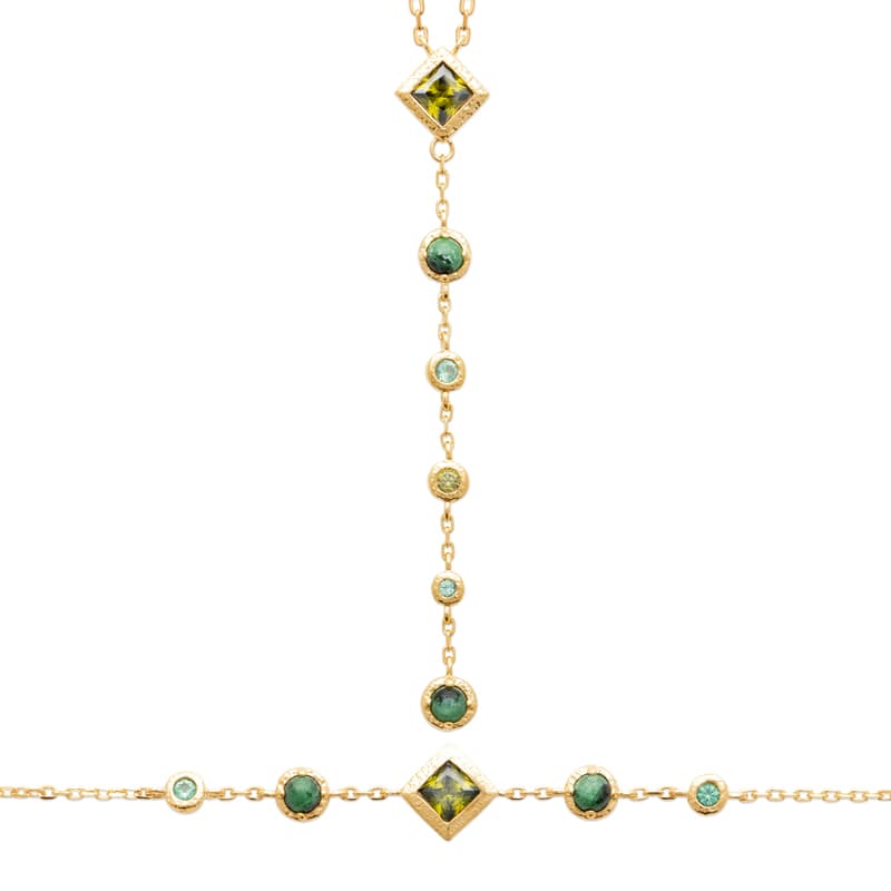 COLLIER EN FORME Y PIERRE VERTE