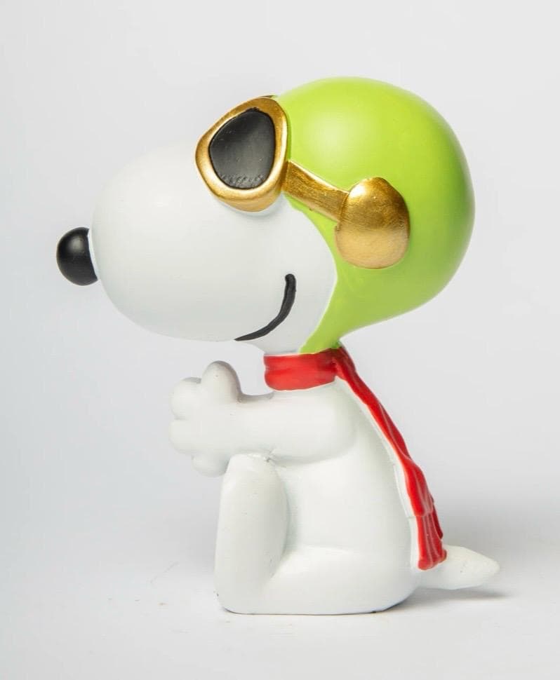 SNOOPY AVIATEUR FIGURINE SNOOPY AVIATEUR CASQUE VERT ET LUNETTES DORÉES