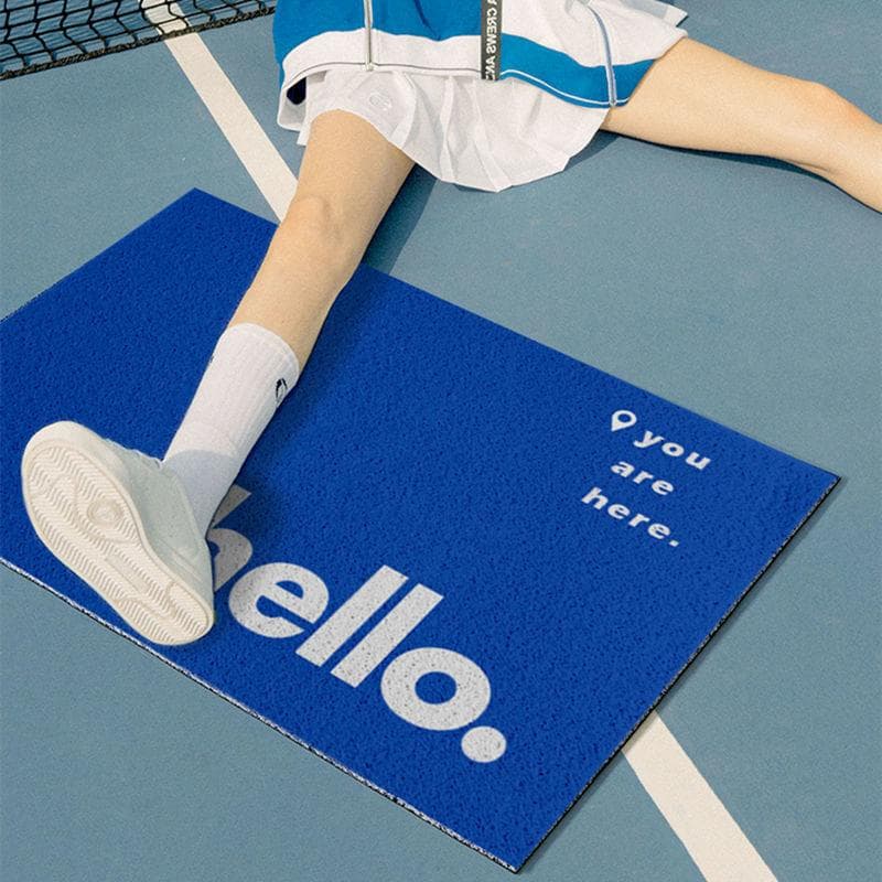 Paillasson Hello design bleu