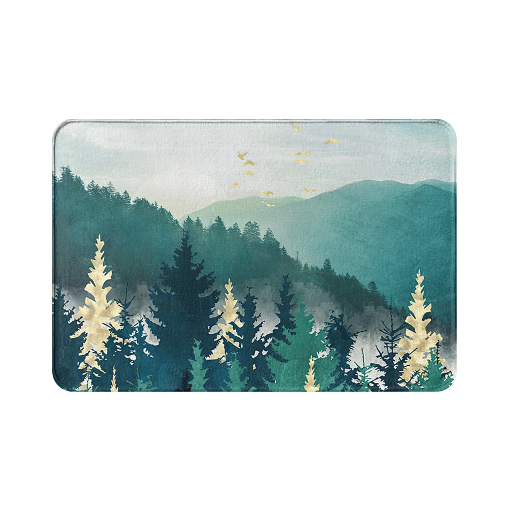 Paillasson montagne aquarelle vert