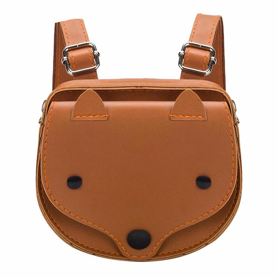 Sac à dos vintage pour enfant avec tête de renard - marron