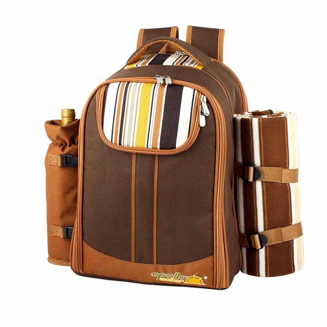 Sac à dos de pique-nique isotherme avec couverture - marron