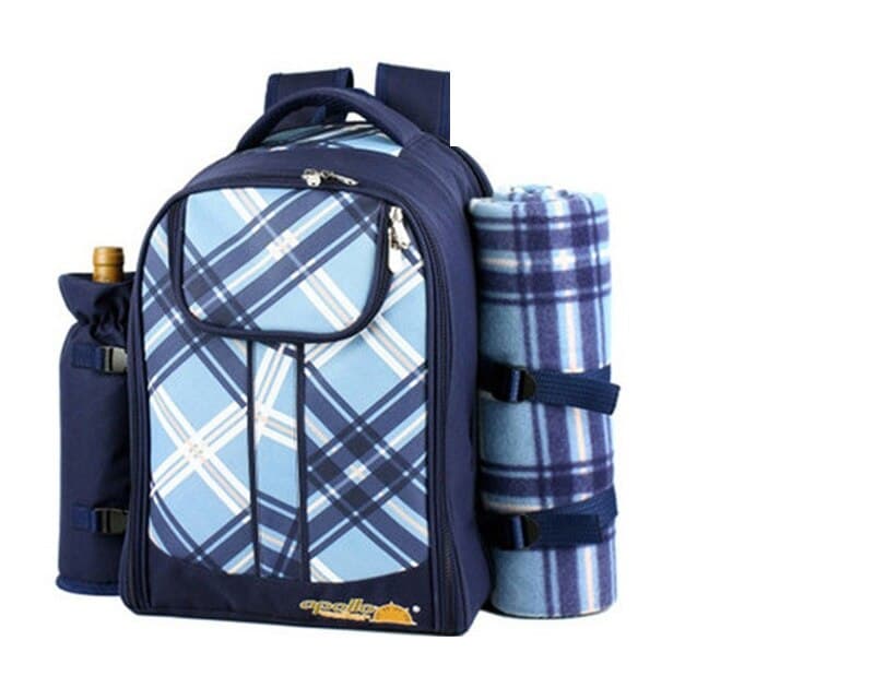 Sac à dos de pique-nique isotherme avec couverture - bleu