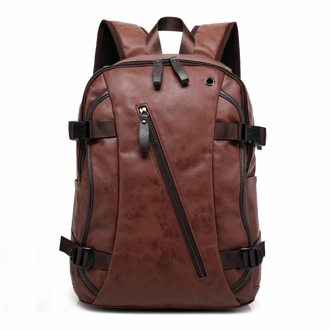 Sac à dos en similicuir compact - marron