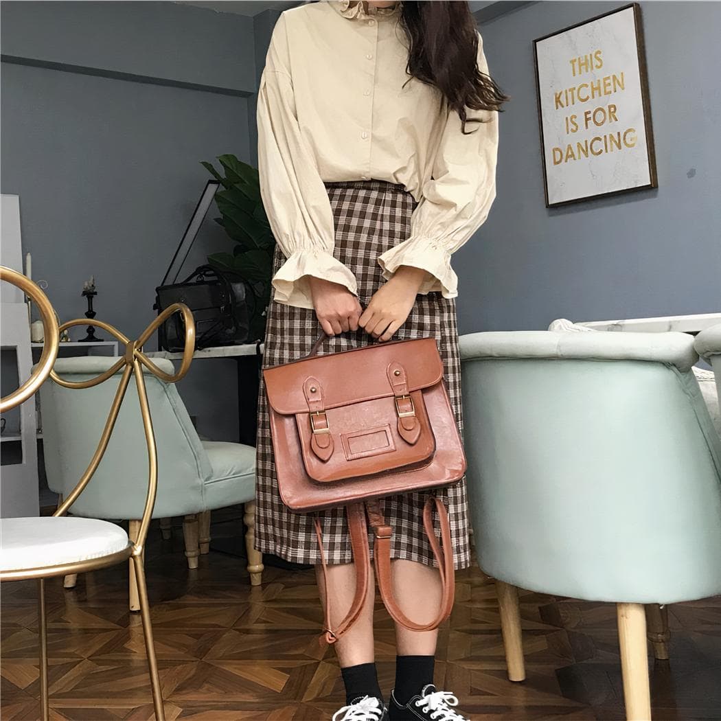 Sac à dos cartable vintage - marron