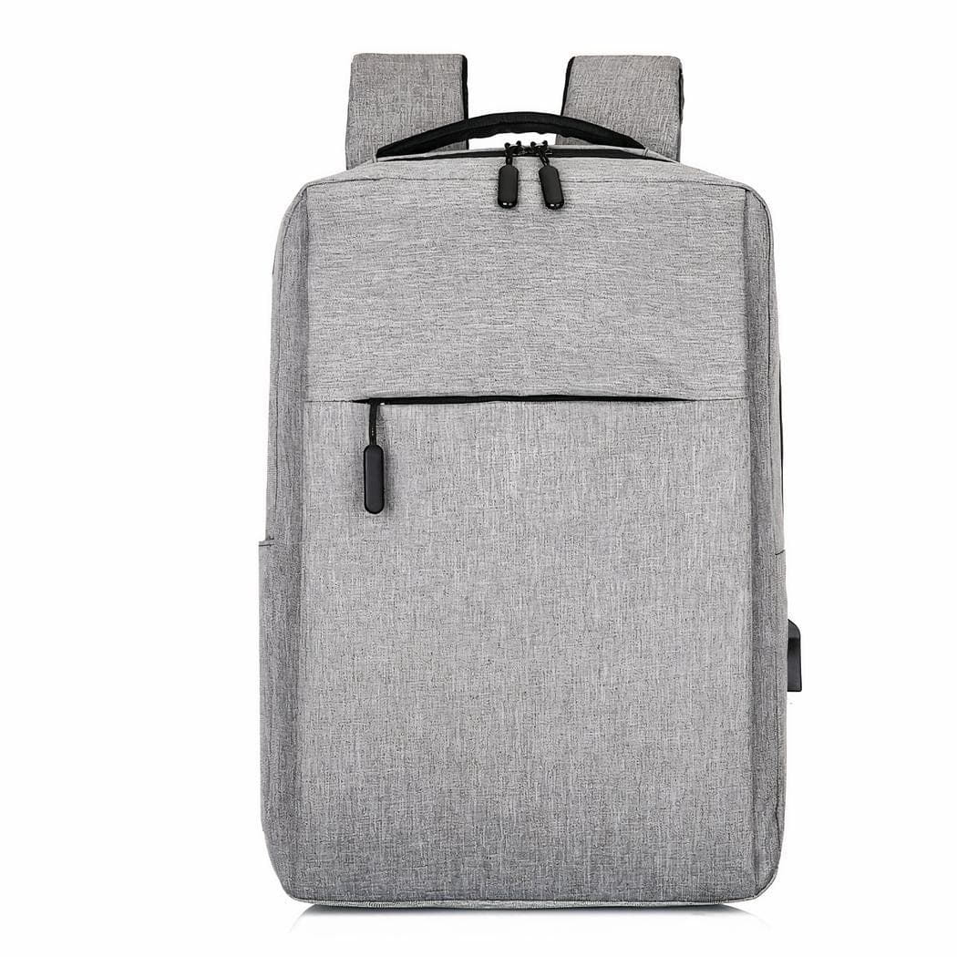 Sac à dos pour ordinateur en tissu avec charge USB - gris