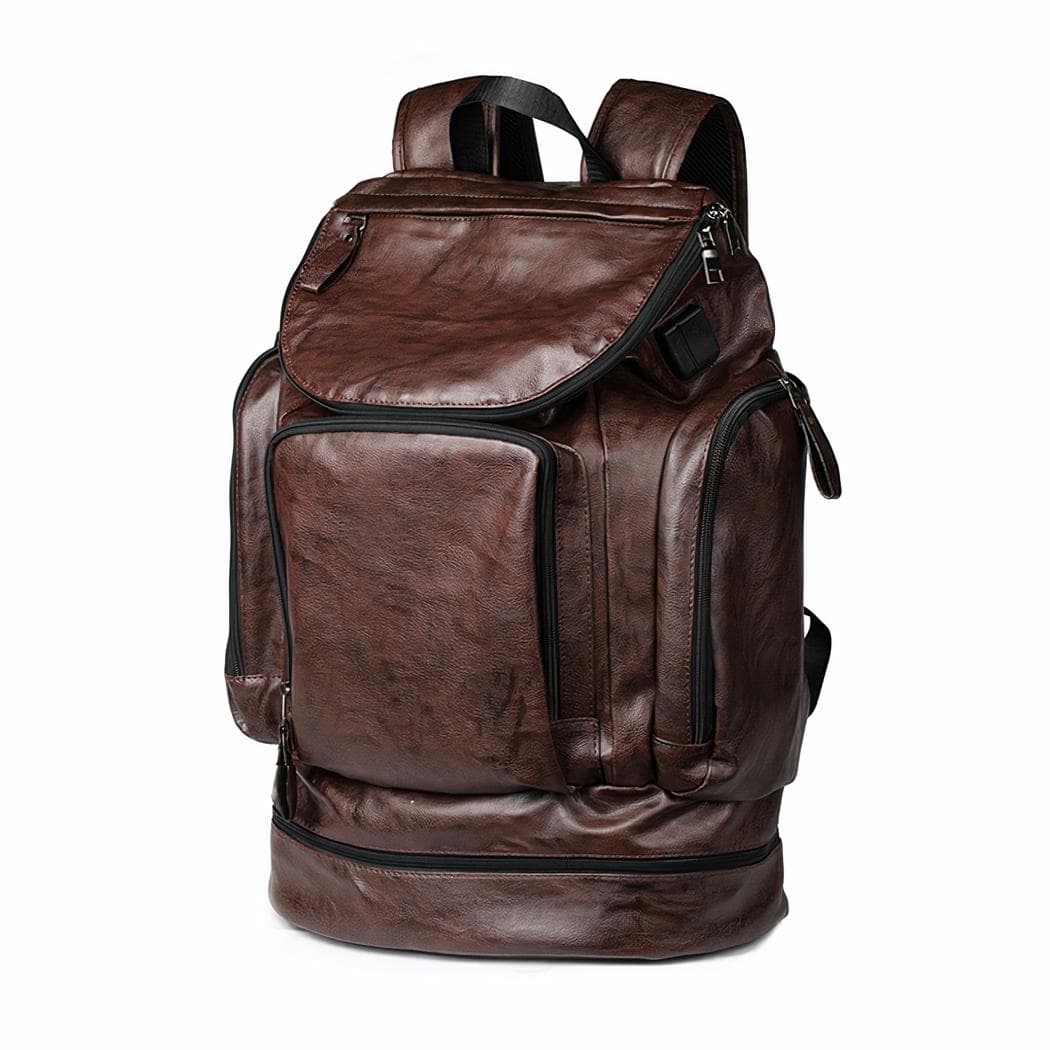 Sac à dos similicuir multipoche - marron