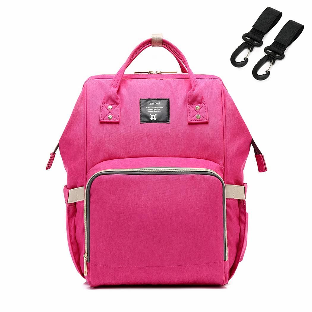 Sac à langer avec trois range biberons - rose