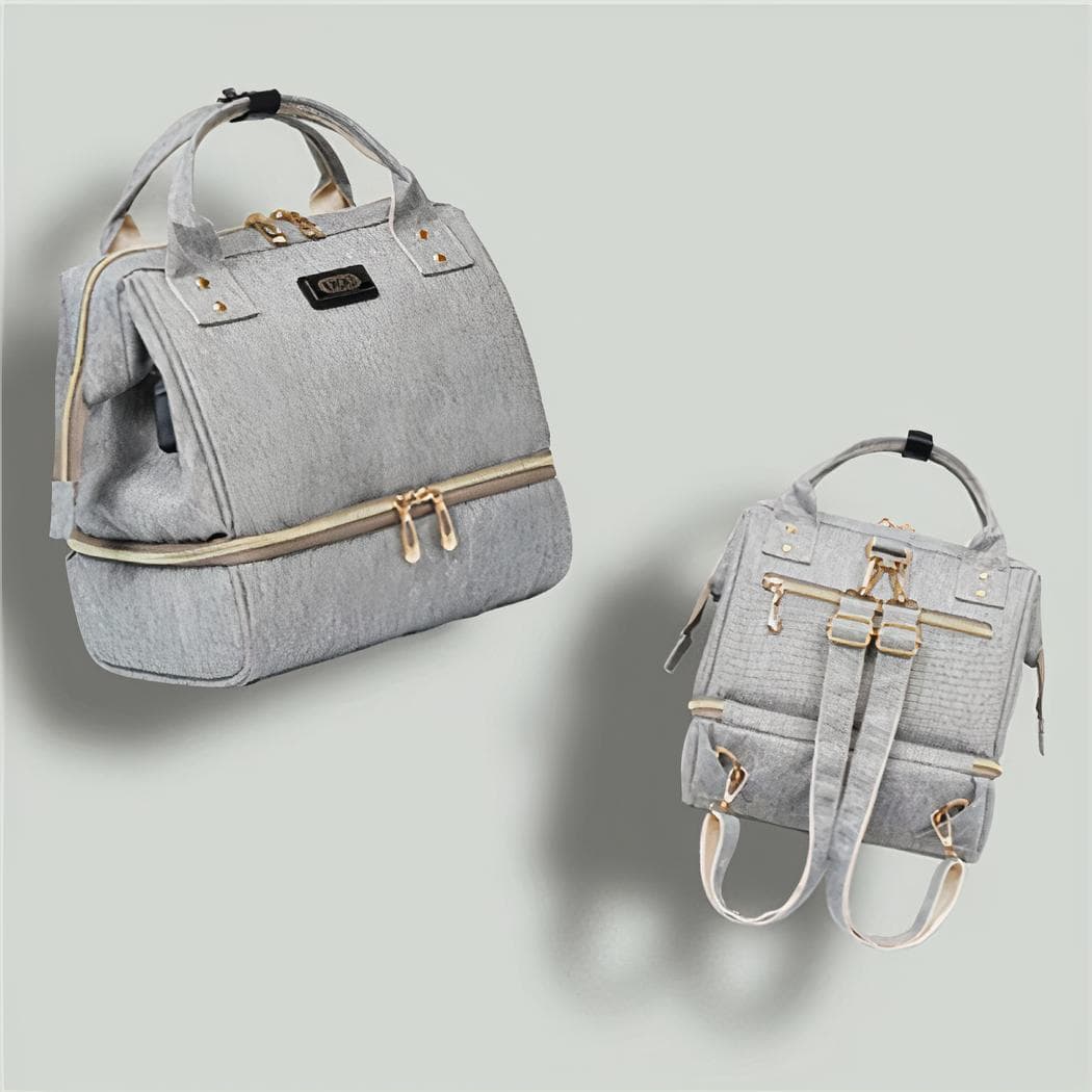 Sac à dos à langer avec poche isotherme - gris