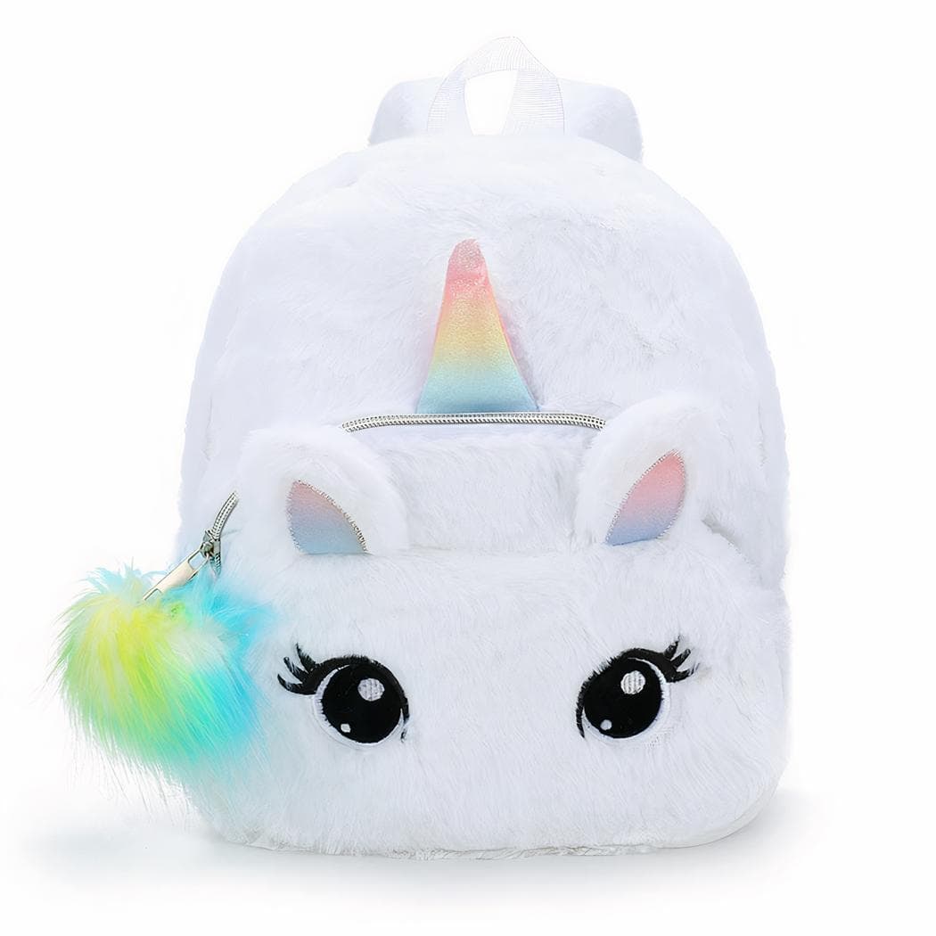 Sac à dos doux avec design de licorne - blanc
