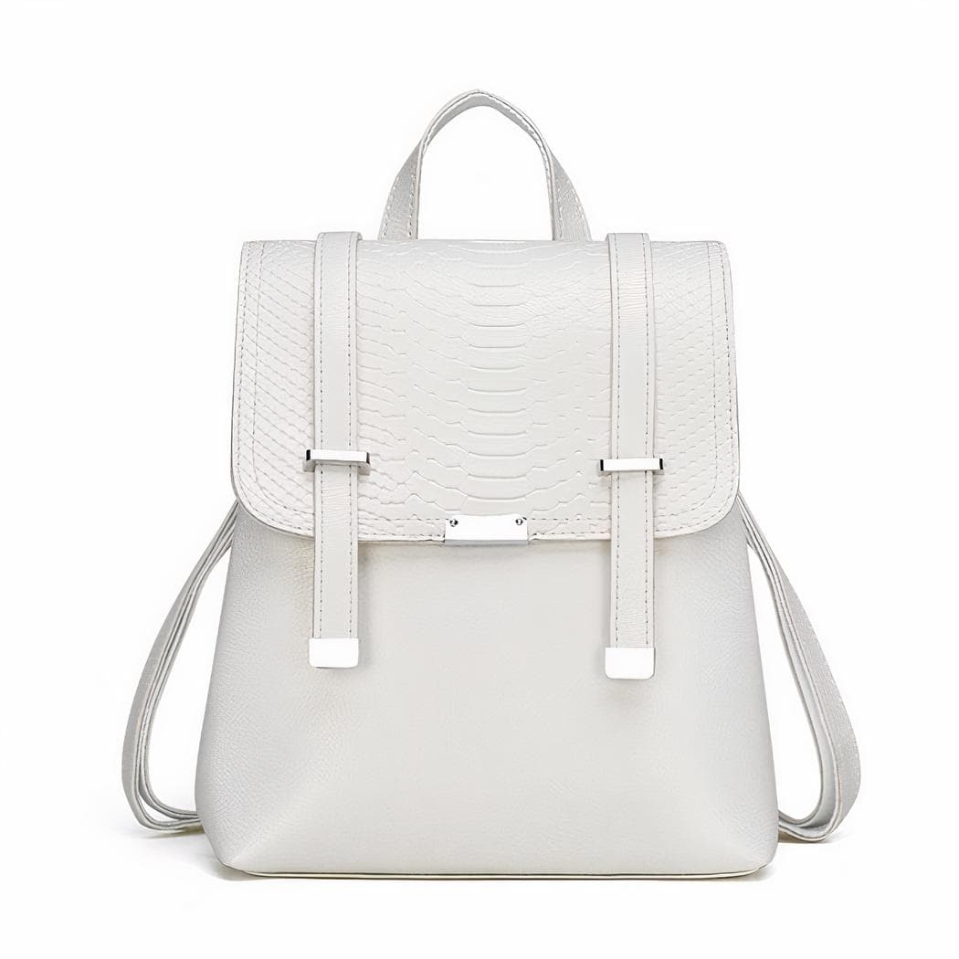 Sac à dos femme embossé style python - blanc