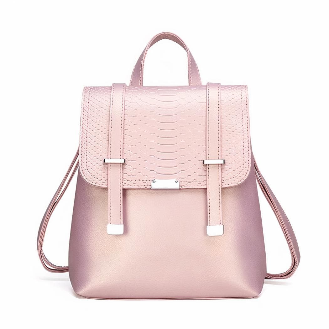 Sac à dos femme embossé style python - rose