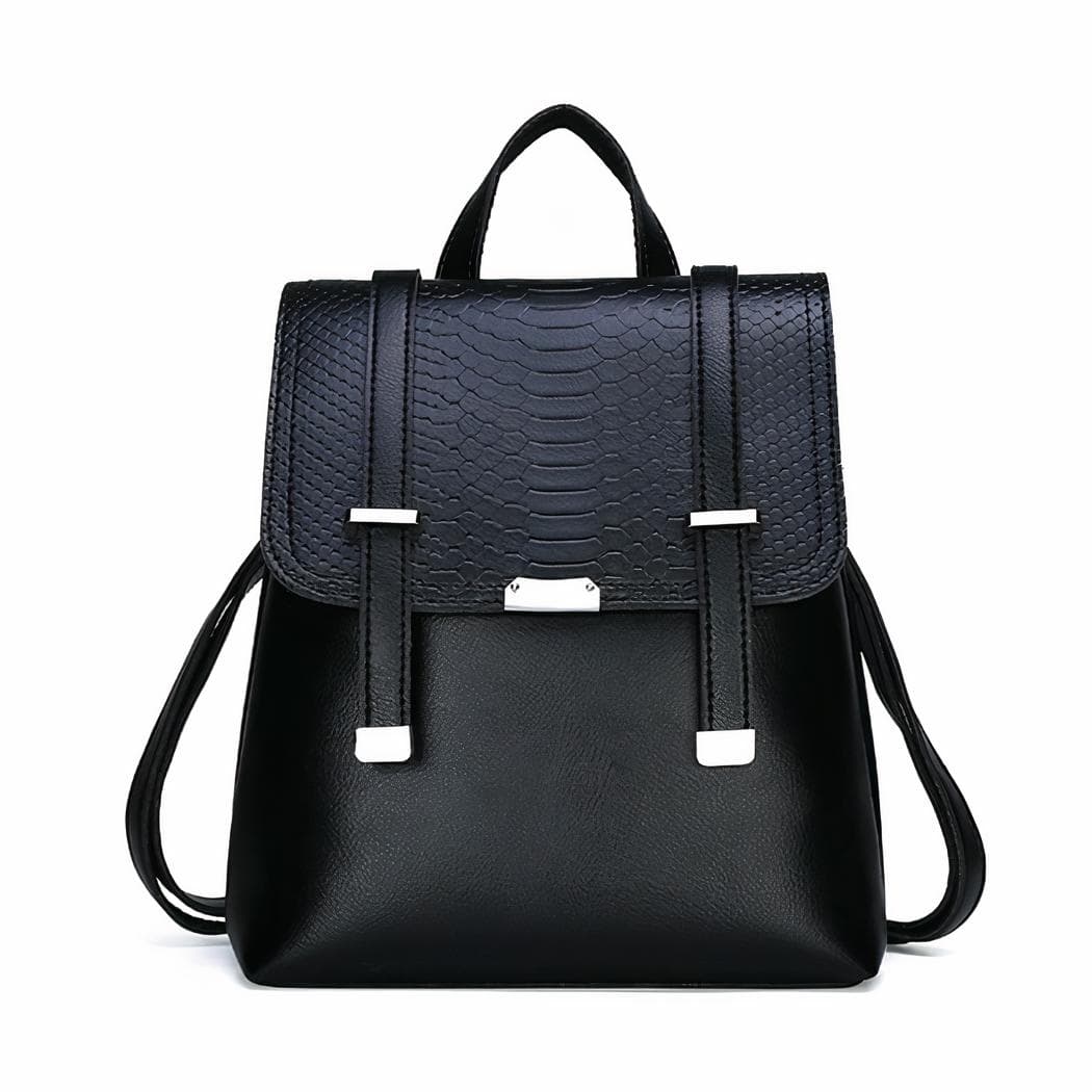 Sac à dos femme embossé style python - noir