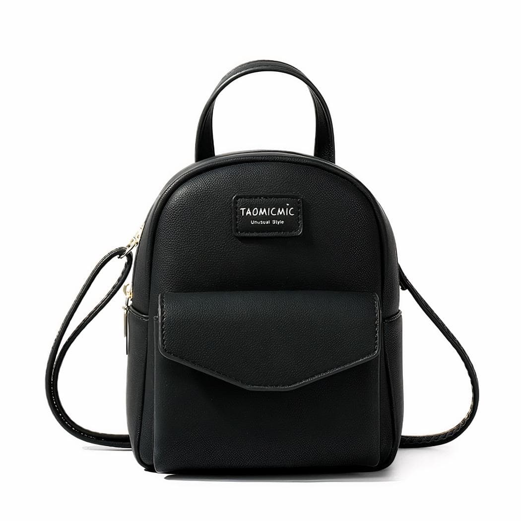 Sac à dos femme petit format cuir végan couleurs tendances - noir