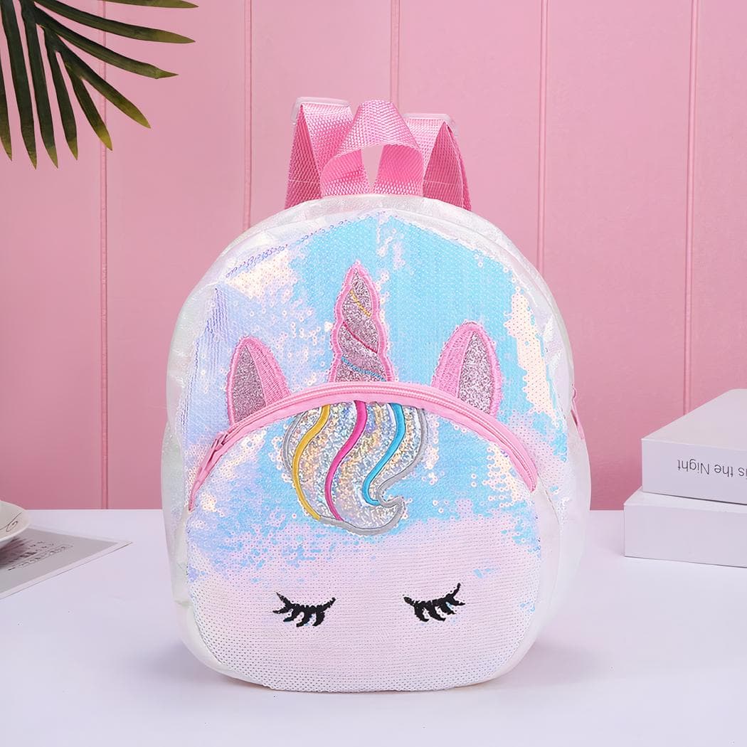 Sac à dos licorne à sequins pour petite fille - blanc