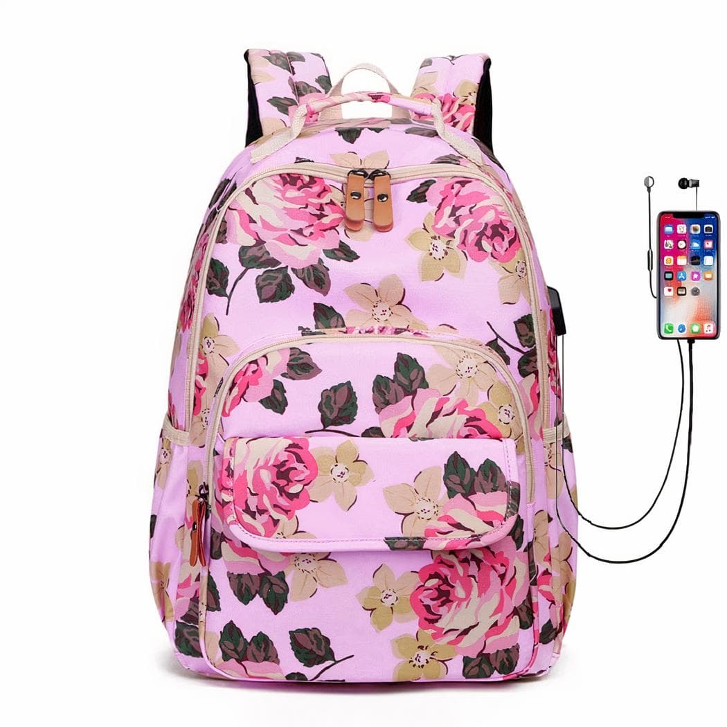 Sac à dos original motif floral - rose