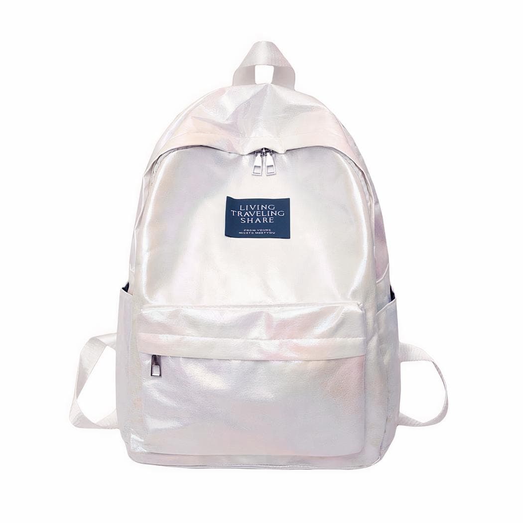 Sac à dos couleur satinée holographique - blanc