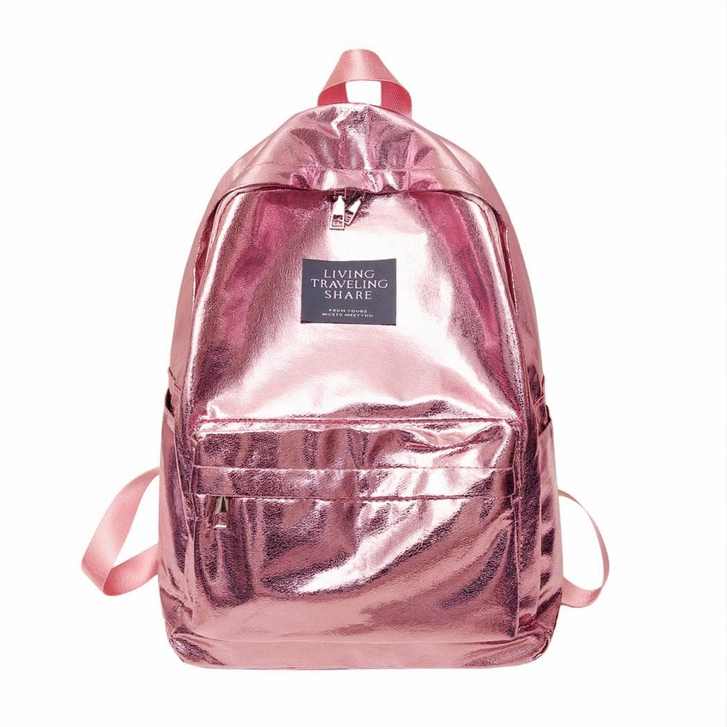 Sac à dos couleur satinée holographique - rose