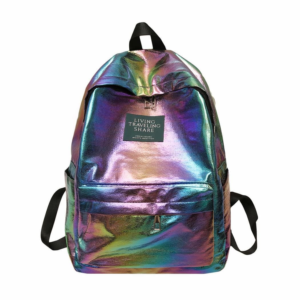 Sac à dos couleur satinée holographique - multicolore
