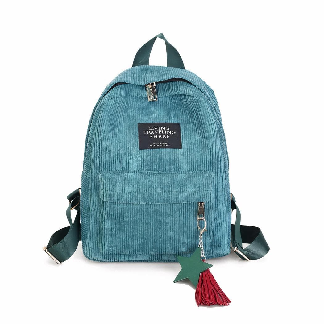 Sac à dos femme élégant en velours côtelé - vert