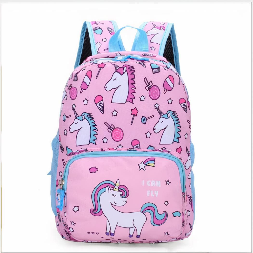 Sac à dos coloré pour enfant imprimé de licornes - rose
