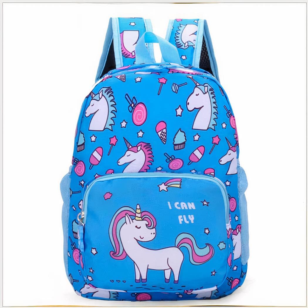 Sac à dos coloré pour enfant imprimé de licornes - bleu