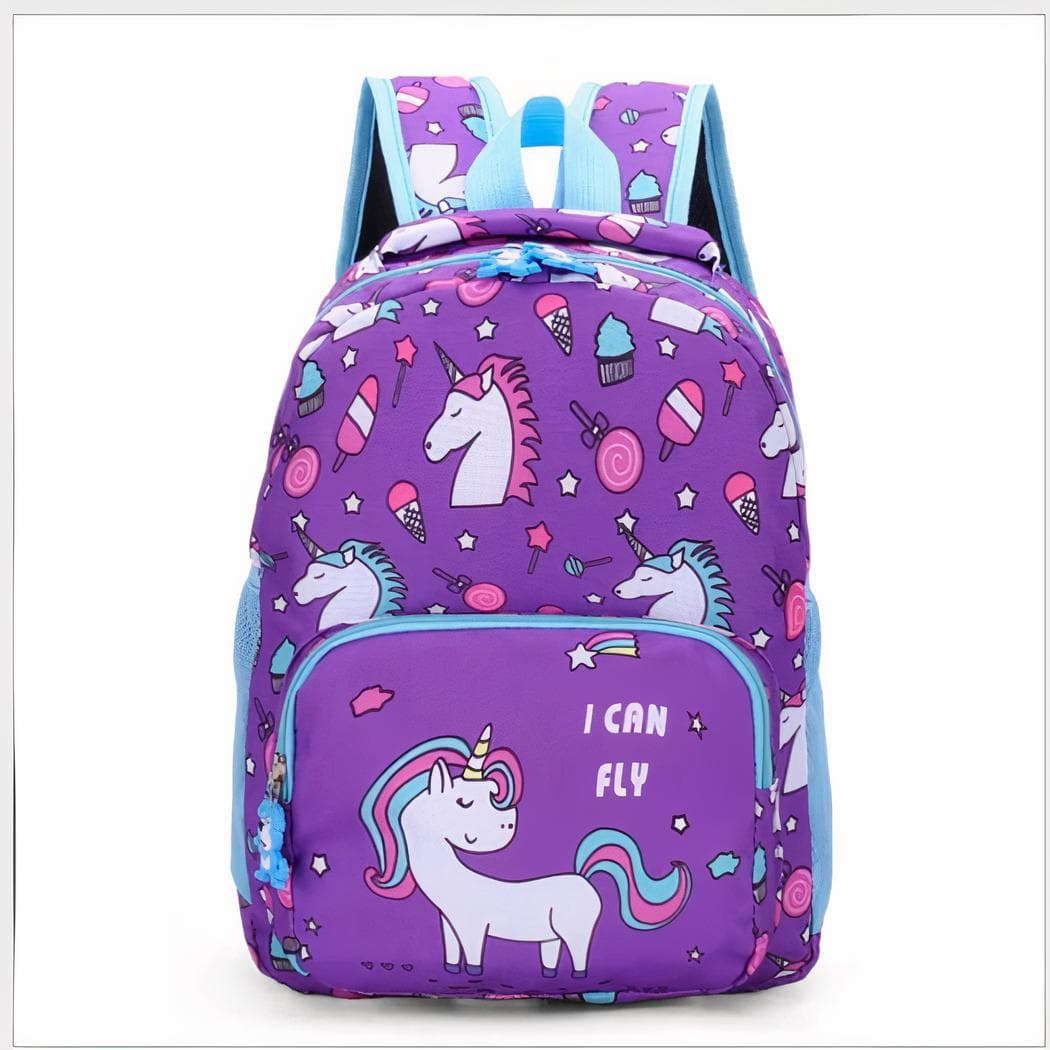 Sac à dos coloré pour enfant imprimé de licornes - violet