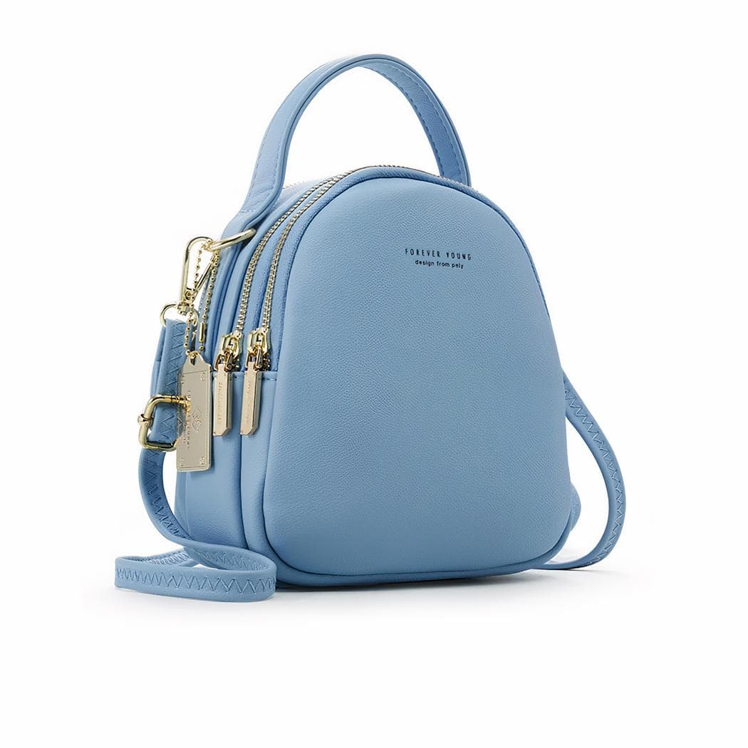Sac à dos femme petit format multi-fermeture - bleu