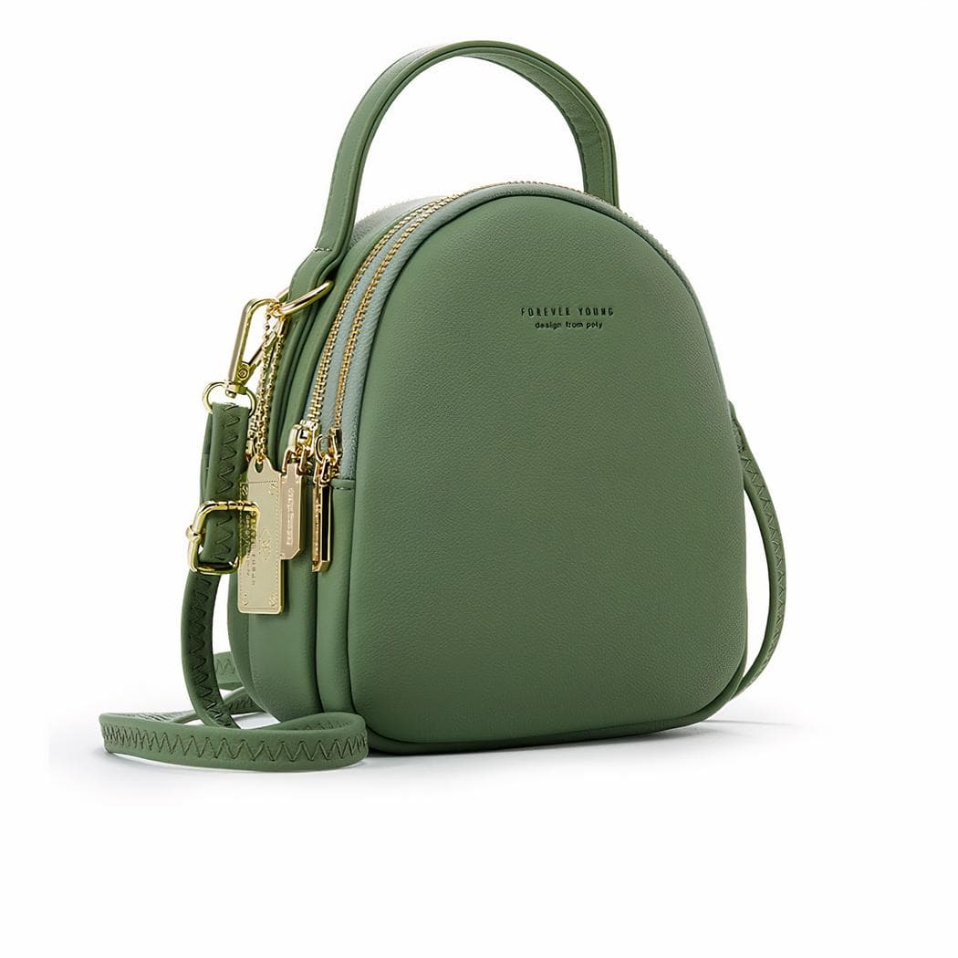 Sac à dos femme petit format multi-fermeture - vert