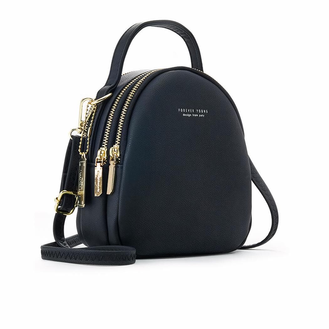 Sac à dos femme petit format multi-fermeture - noir
