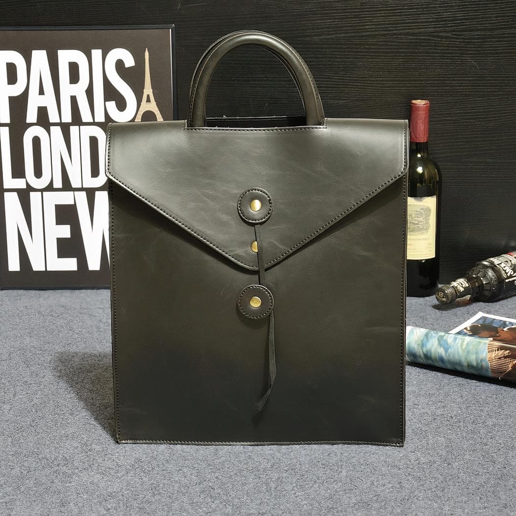 Sac à dos cartable enveloppe vintage - noir