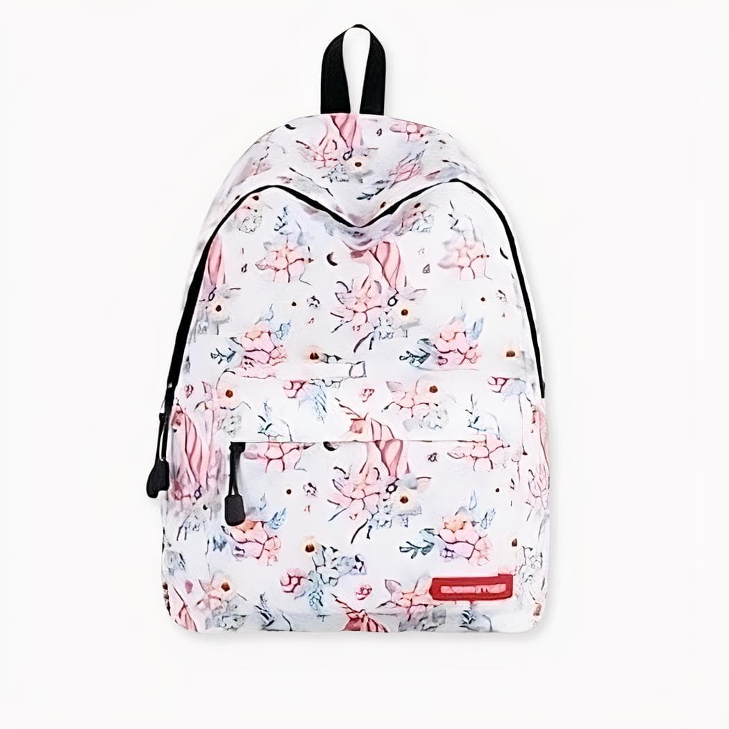Sac à dos blanc avec licornes et fleurs