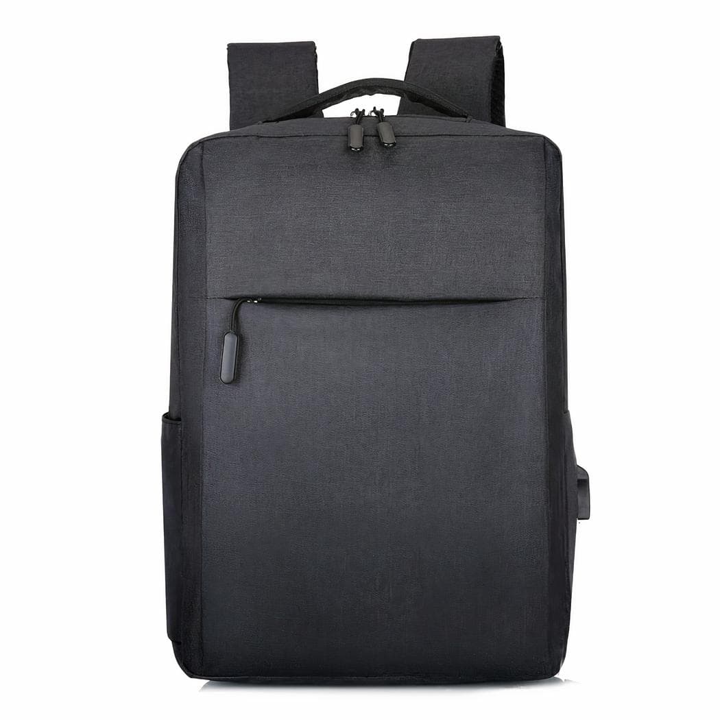 Sac à dos pour ordinateur en tissu avec charge USB - noir