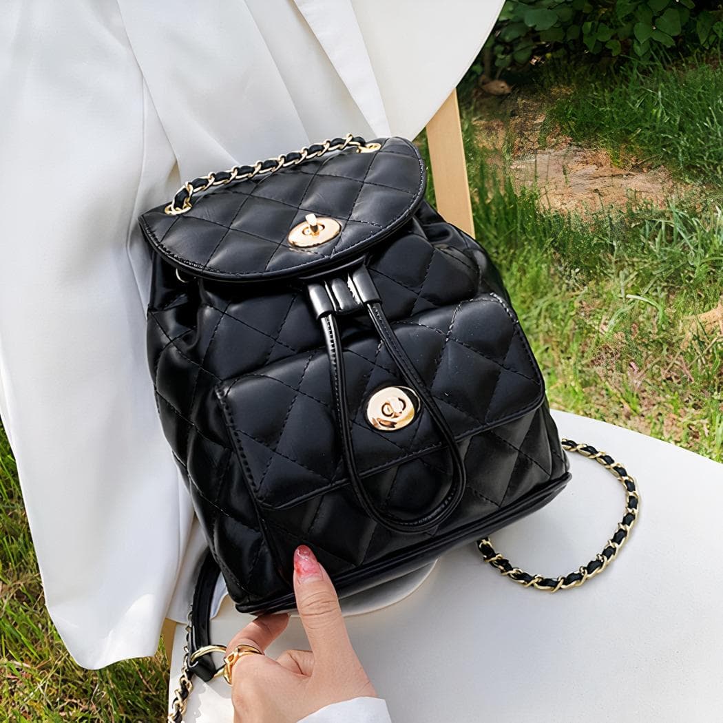 Sac à dos femme petit format matelassé - noir
