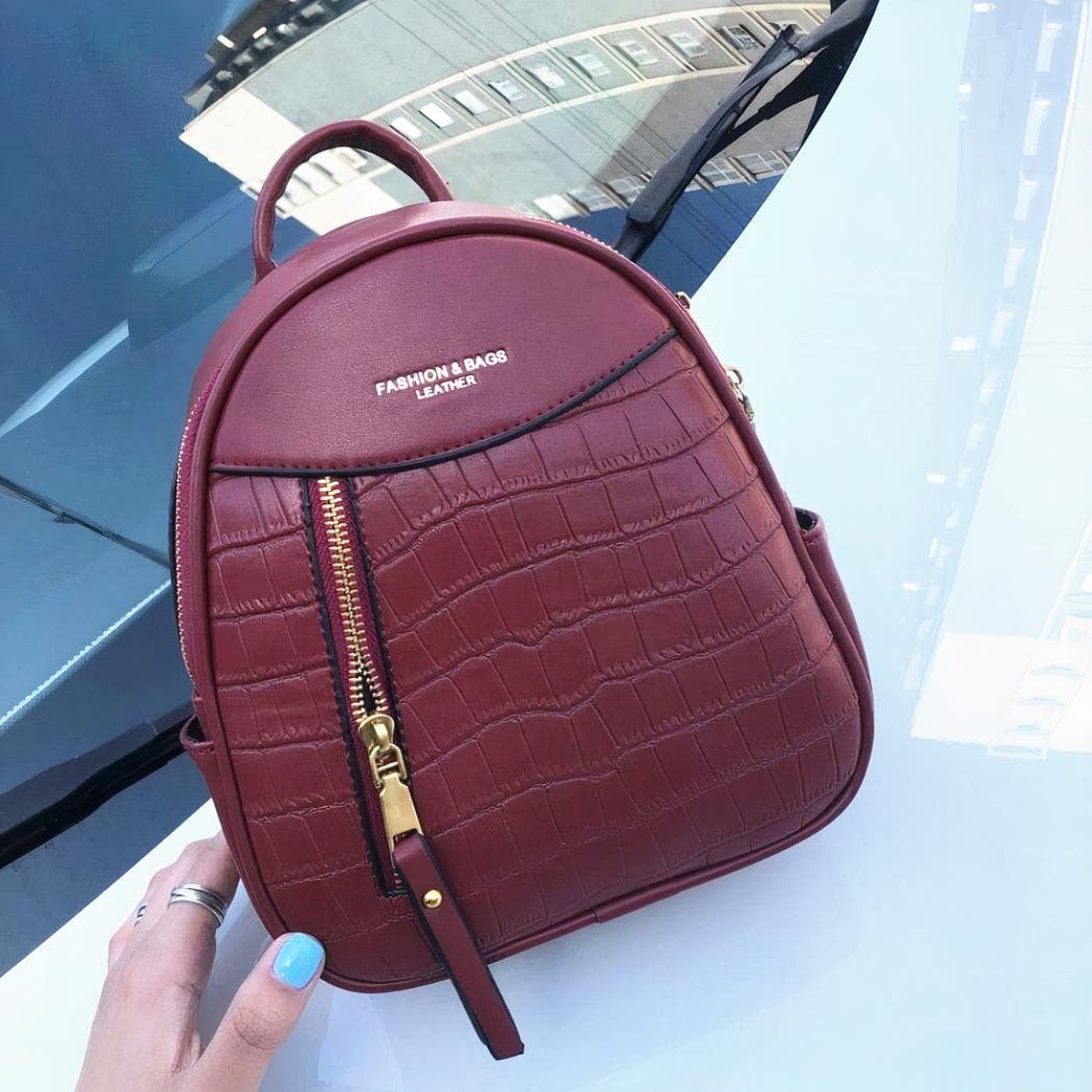 Sac à dos femme petit format embossé crocodile - rouge