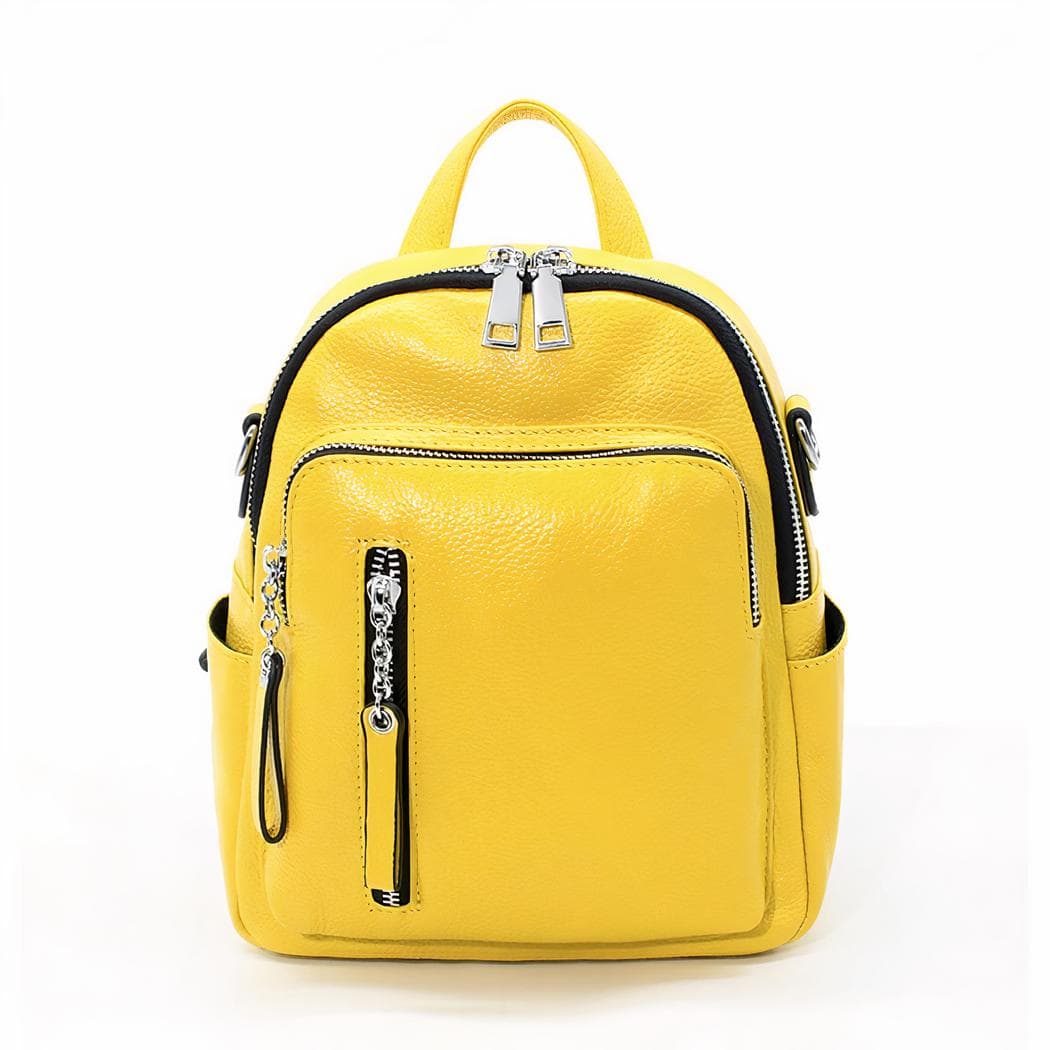 Petit sac à dos en imitation cuir - jaune