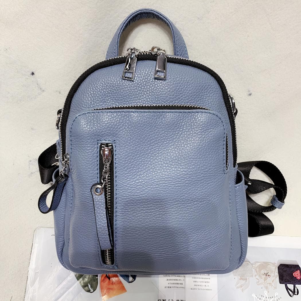 Petit sac à dos en imitation cuir - bleu