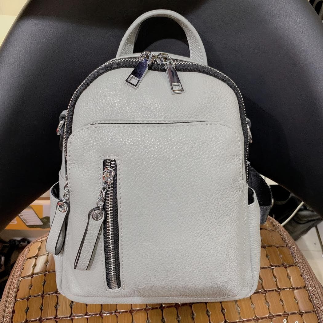 Petit sac à dos en imitation cuir - gris