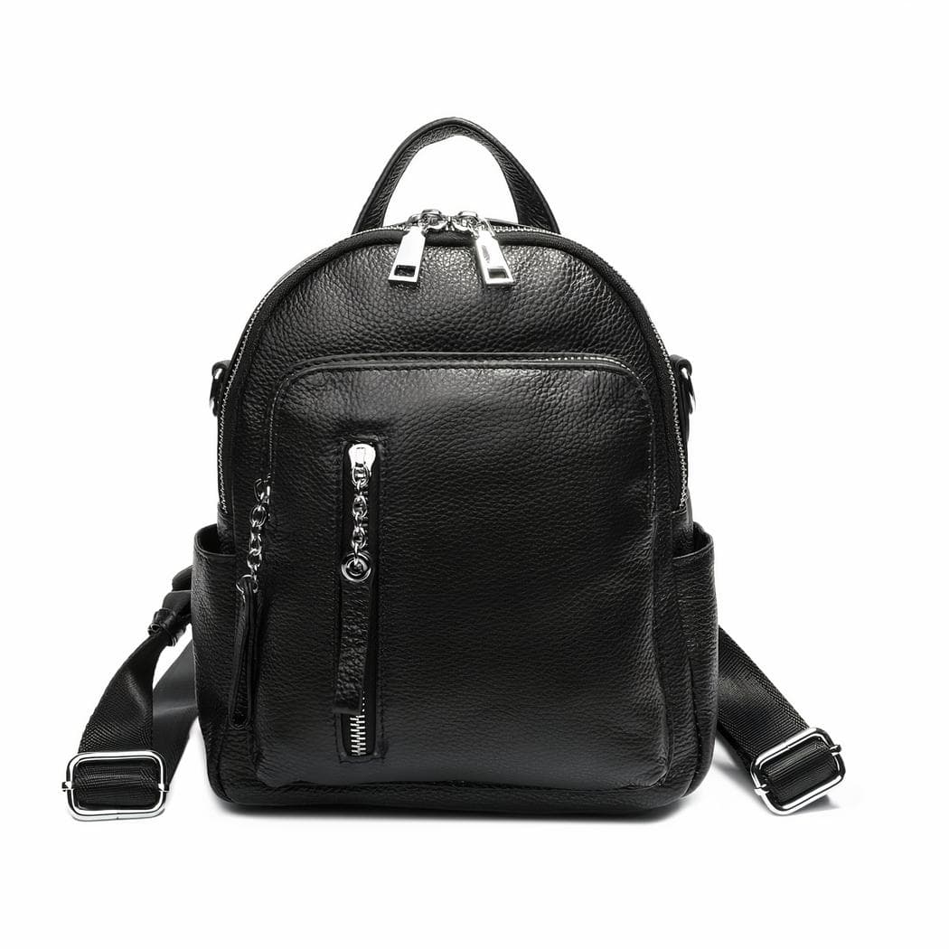 Petit sac à dos en imitation cuir - noir