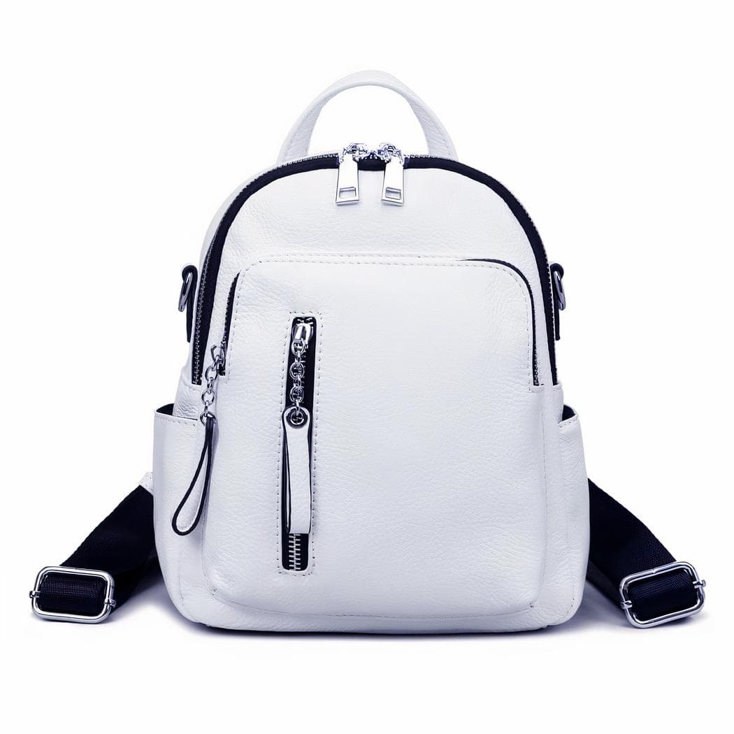 Petit sac à dos en imitation cuir - blanc