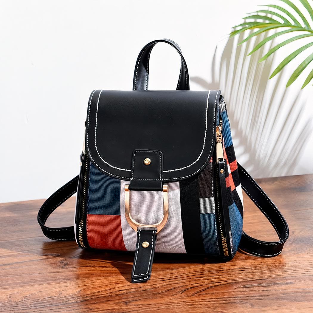 Sac à dos vintage multicolore - noir