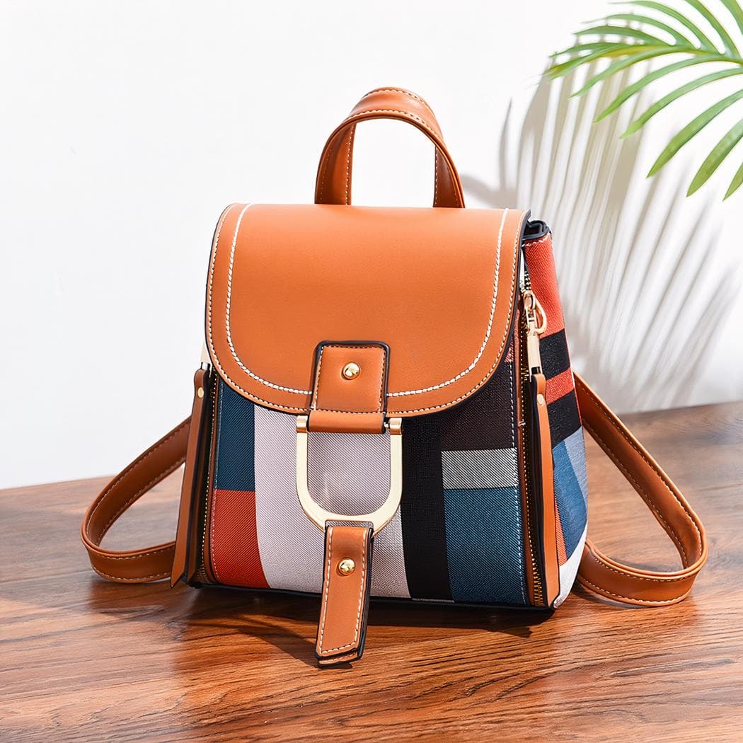 Sac à dos vintage multicolore - marron